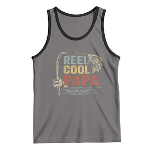 Funny Reel Cool Papa Tank Top Fishing Dad Fisherman Father's Day TS11 Deep Heather Black Print Your Wear