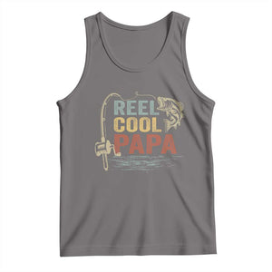 Funny Reel Cool Papa Tank Top Fishing Dad Fisherman Father's Day TS11 Deep Heather Print Your Wear