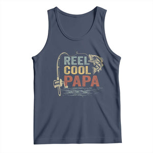 Funny Reel Cool Papa Tank Top Fishing Dad Fisherman Father's Day TS11 Navy Print Your Wear