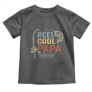 Funny Reel Cool Papa Toddler T Shirt Fishing Dad Fisherman Father's Day TS11 Dark Heather Print Your Wear