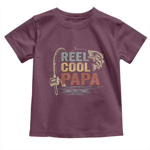 Funny Reel Cool Papa Toddler T Shirt Fishing Dad Fisherman Father's Day TS11 Maroon Print Your Wear