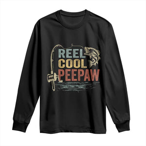 Funny Reel Cool Peepaw Long Sleeve Shirt Fishing Grandpa Fisherman Father's Day TS11 Black Print Your Wear