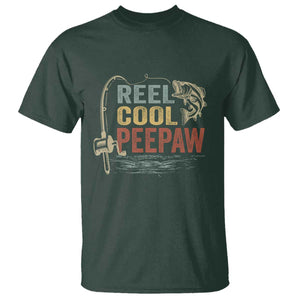 Funny Reel Cool Peepaw T Shirt Fishing Grandpa Fisherman Father's Day TS11 Dark Forest Green Print Your Wear