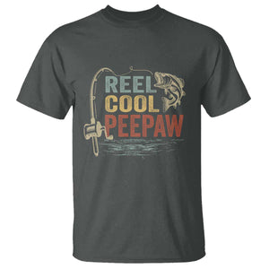 Funny Reel Cool Peepaw T Shirt Fishing Grandpa Fisherman Father's Day TS11 Dark Heather Print Your Wear