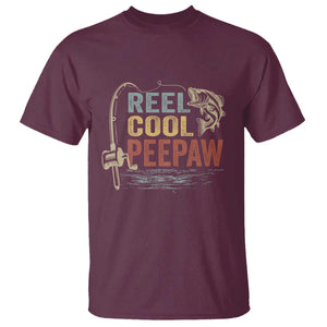 Funny Reel Cool Peepaw T Shirt Fishing Grandpa Fisherman Father's Day TS11 Maroon Print Your Wear