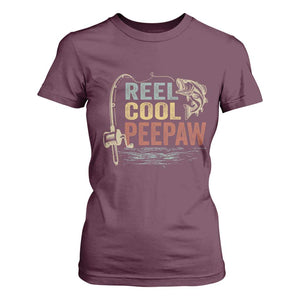 Funny Reel Cool Peepaw T Shirt For Women Fishing Grandpa Fisherman Father's Day TS11 Maroon Print Your Wear