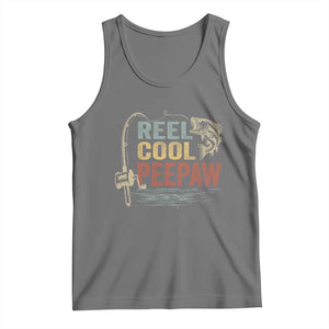 Funny Reel Cool Peepaw Tank Top Fishing Grandpa Fisherman Father's Day TS11 Black Heather Print Your Wear