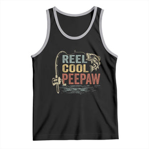 Funny Reel Cool Peepaw Tank Top Fishing Grandpa Fisherman Father's Day TS11 Black Athletic Heather Print Your Wear