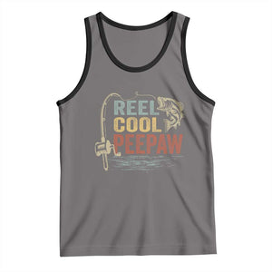 Funny Reel Cool Peepaw Tank Top Fishing Grandpa Fisherman Father's Day TS11 Deep Heather Black Print Your Wear