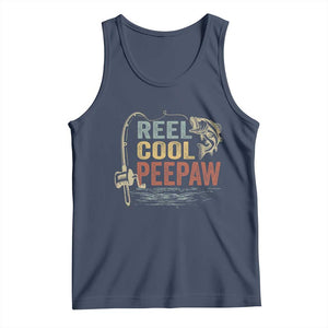 Funny Reel Cool Peepaw Tank Top Fishing Grandpa Fisherman Father's Day TS11 Navy Print Your Wear