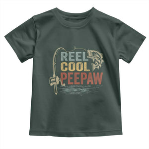 Funny Reel Cool Peepaw Toddler T Shirt Fishing Grandpa Fisherman Father's Day TS11 Dark Forest Green Print Your Wear