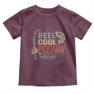 Funny Reel Cool Peepaw Toddler T Shirt Fishing Grandpa Fisherman Father's Day TS11 Maroon Print Your Wear