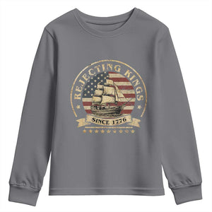 Funny Rejecting Kings Since 1773 Youth Sweatshirt Vintage Patriotic USA TS11 Charcoal Print Your Wear