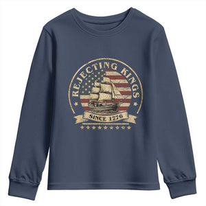 Funny Rejecting Kings Since 1773 Youth Sweatshirt Vintage Patriotic USA TS11 Navy Print Your Wear
