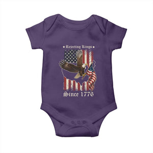Funny Rejecting Kings Since 1776 Baby Onesie Vintage American Flag Bald Eagle TS11 Purple Print Your Wear