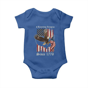 Funny Rejecting Kings Since 1776 Baby Onesie Vintage American Flag Bald Eagle TS11 Royal Blue Print Your Wear