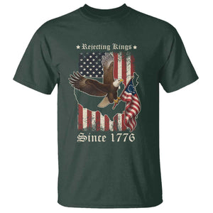 Funny Rejecting Kings Since 1776 T Shirt Vintage American Flag Bald Eagle TS11 Dark Forest Green Print Your Wear