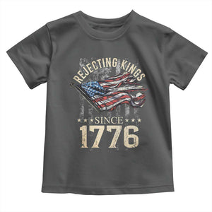 Funny Rejecting Kings Since 1776 Toddler T Shirt Vintage American Flag TS11 Dark Heather Print Your Wear