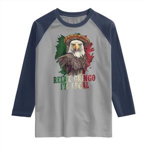 Funny Relax Gringo I'm Legal Raglan Shirt Cinco De Mayo Mexican Immigrant Eagle TS11 Sport Gray Navy Print Your Wear