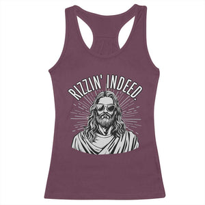 Funny Religious Christian Jesus Meme Racerback Tank Top Rizzin Indeed TS11 Maroon Print Your Wear