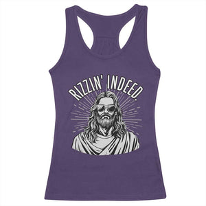 Funny Religious Christian Jesus Meme Racerback Tank Top Rizzin Indeed TS11 Purple Print Your Wear
