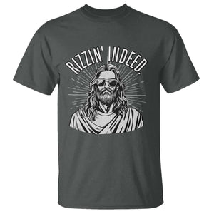 Funny Religious Christian Jesus Meme T Shirt Rizzin Indeed TS11 Dark Heather Print Your Wear