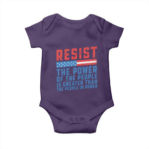 Funny Resist The Power Of The People Is Greater Than The People In Power Baby Onesie TS11 Purple Print Your Wear