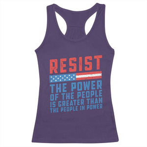 Funny Resist The Power Of The People Is Greater Than The People In Power Racerback Tank Top TS11 Purple Print Your Wear