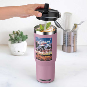 Funny Retirement Gift Flip Straw Tumbler I'm Retired It's 5 O'Clock Everywhere Beach Summer Vibes TS10 One Size: 30 oz Light Pink Print Your Wear