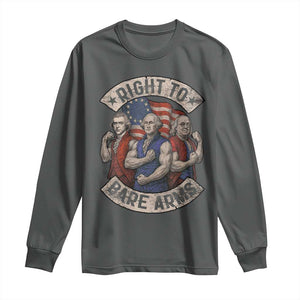 Funny Right to Bare Arms Founding Fathers Long Sleeve Shirt 4th of July Patriotic Celebrations TS10 Dark Heather Print Your Wear