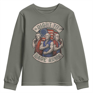 Funny Right to Bare Arms Founding Fathers Youth Sweatshirt 4th of July Patriotic Celebrations TS10 Military Green Print Your Wear