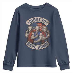 Funny Right to Bare Arms Founding Fathers Youth Sweatshirt 4th of July Patriotic Celebrations TS10 Navy Print Your Wear