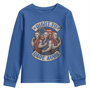 Funny Right to Bare Arms Founding Fathers Youth Sweatshirt 4th of July Patriotic Celebrations TS10 Royal Blue Print Your Wear