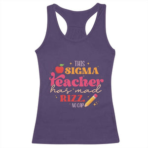 Funny Rizz Teacher Racerback Tank Top This Sigma Teacher Has Mad Rizz No Cap TS11 Purple Print Your Wear