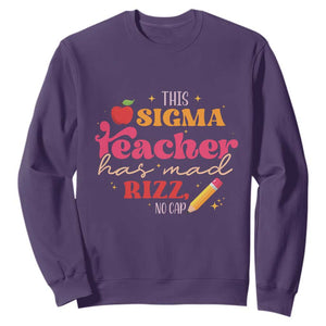 Funny Rizz Teacher Sweatshirt This Sigma Teacher Has Mad Rizz No Cap TS11 Purple Print Your Wear