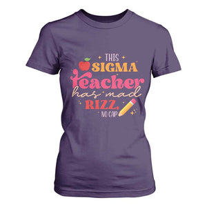 Funny Rizz Teacher T Shirt For Women This Sigma Teacher Has Mad Rizz No Cap TS11 Purple Print Your Wear