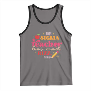 Funny Rizz Teacher Tank Top This Sigma Teacher Has Mad Rizz No Cap TS11 Deep Heather Black Print Your Wear