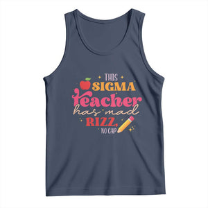 Funny Rizz Teacher Tank Top This Sigma Teacher Has Mad Rizz No Cap TS11 Navy Print Your Wear