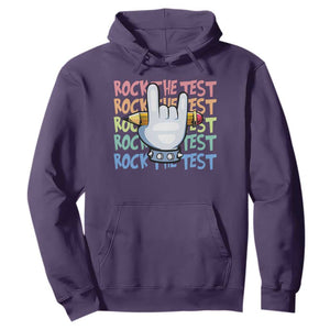 Funny Rock The Test Teacher Testing Day Hoodie Rock And Roll Hand Sign TS11 Purple Print Your Wear
