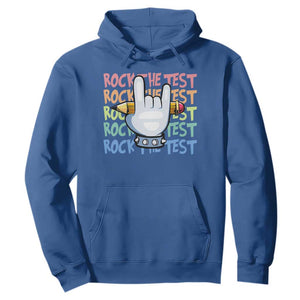 Funny Rock The Test Teacher Testing Day Hoodie Rock And Roll Hand Sign TS11 Royal Blue Print Your Wear
