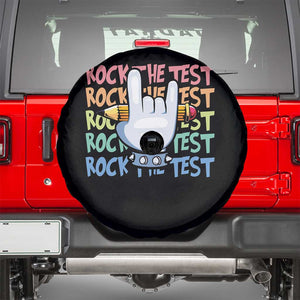 Funny Rock The Test Teacher Testing Day Spare Tire Cover Rock And Roll Hand Sign TS11 Black Print Your Wear