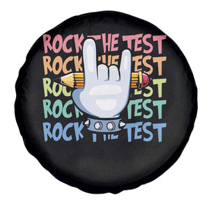 Funny Rock The Test Teacher Testing Day Spare Tire Cover Rock And Roll Hand Sign TS11 Print Your Wear