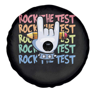 Funny Rock The Test Teacher Testing Day Spare Tire Cover Rock And Roll Hand Sign TS11 Print Your Wear