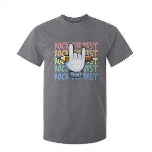 Funny Rock The Test Teacher Testing Day T Shirt For Kid Rock And Roll Hand Sign TS11 Charcoal Print Your Wear