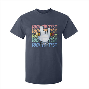 Funny Rock The Test Teacher Testing Day T Shirt For Kid Rock And Roll Hand Sign TS11 Navy Print Your Wear