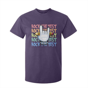 Funny Rock The Test Teacher Testing Day T Shirt For Kid Rock And Roll Hand Sign TS11 Purple Print Your Wear