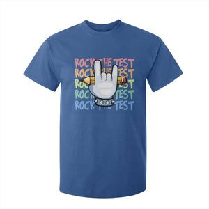 Funny Rock The Test Teacher Testing Day T Shirt For Kid Rock And Roll Hand Sign TS11 Royal Blue Print Your Wear