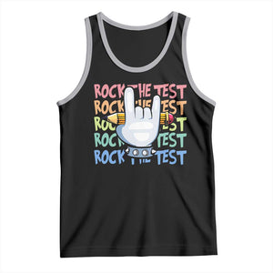 Funny Rock The Test Teacher Testing Day Tank Top Rock And Roll Hand Sign TS11 Black Athletic Heather Print Your Wear