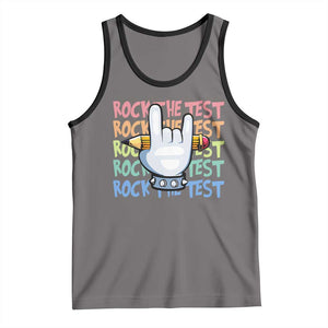 Funny Rock The Test Teacher Testing Day Tank Top Rock And Roll Hand Sign TS11 Deep Heather Black Print Your Wear