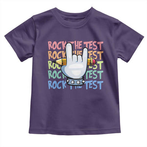 Funny Rock The Test Teacher Testing Day Toddler T Shirt Rock And Roll Hand Sign TS11 Purple Print Your Wear